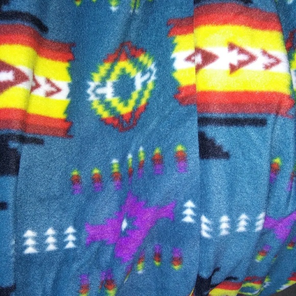 Twin/Full Size Fleece Blanket Teal Navajo Print - Picture 3 of 3